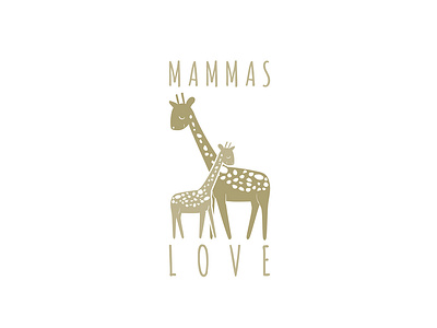 Kids logo clothes shop design giraffes kids stuff logo love mama typography vector