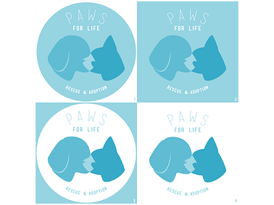 Paws For Life animals blue branding cat dog logo