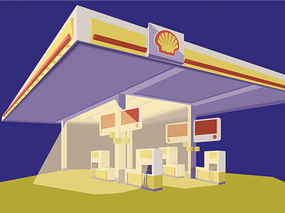 Gas Station Postcard graphic design illustration postcard postcard design postcardproject vector