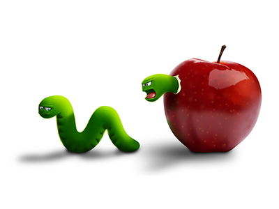 Angry worm angry apple illustration newsletter worm