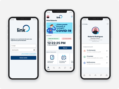 Link APP - Employee administration app design employee flat minimal ui ux working from home
