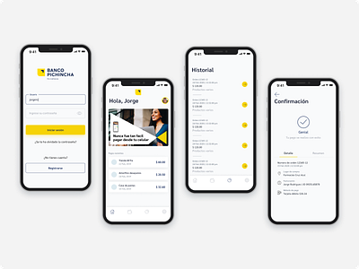 Banco Pichincha - Debit Card Charge app bank bank card banking banking app design employee minimal ui ux web working from home