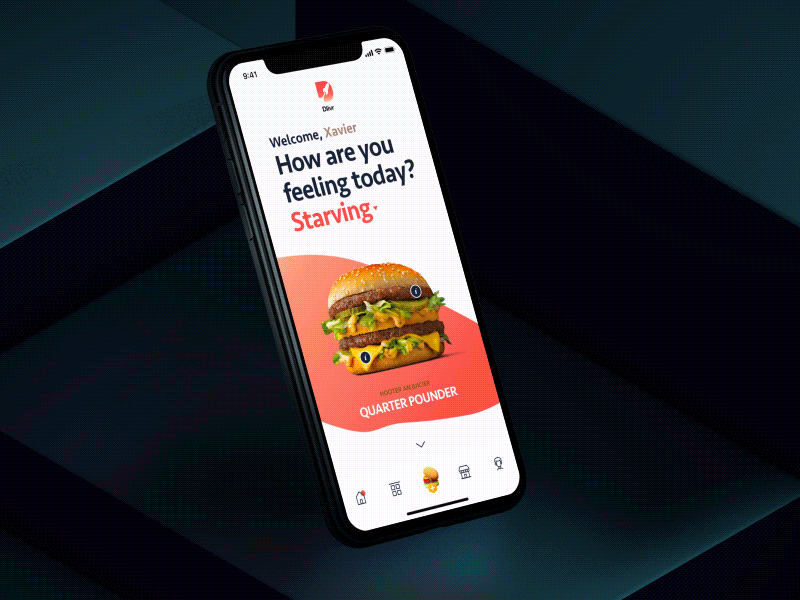 Burger Delivery - Mobile App Home app burger iphone meal menu motion