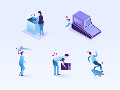 Accidents at the Factory accident character factory illustration incident isometric