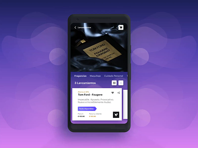 Perfume Mobile App cards cards ui ecommerce fragrance list view mobile app motion design parfum perfume product design product page shopping tabs teaser tom ford transitions ui ux video ysl