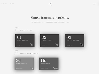 Pricing Page Tech Startup first grid minimal pricing shadow shot ui ux web