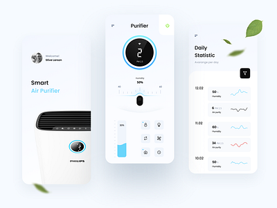 Air Purifier mobile concept app design flat icon minimal mobile pure ui ux white