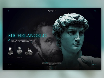 Michelangelo art desgin flat graphic history icon illustration michelangelo paintings sculptures type ui vector web webdesign website