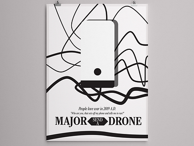 Major Send A Drone black and white cyberpunk graphic design minimalist monochrome movie movies poster