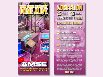 AMSE Rack Card advertising brochure graphic design layout museum print typography