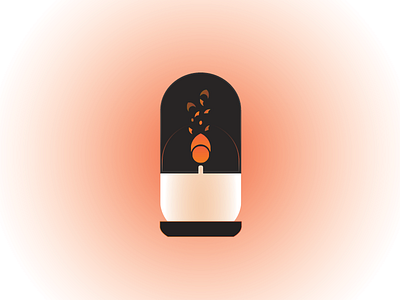 Turn on the light candle fire flame flat design illustration light vector