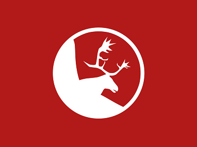 The White Stag deer flat colour iconography logo silhouette stag