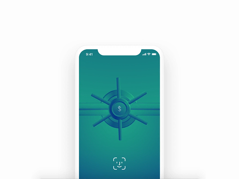 Investment App - Face ID face id finance i phone x login investment login ui ux vault