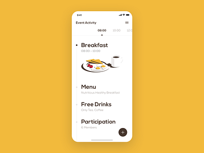 Event Activity Timeline activity app breakfast event illustration ios menu rebound timeline