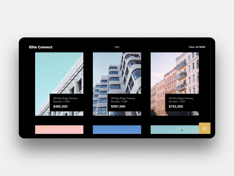 Filter animation design filter filters gif listing motion properties real estate ui ux web website