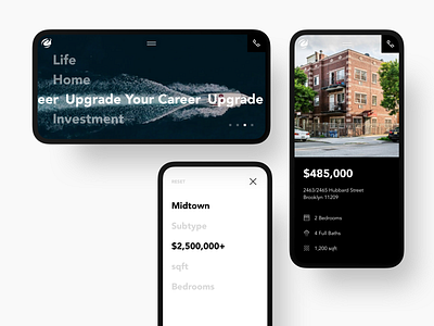 Elite Connect Mobile Screens app black black and white branding design filter mobile property real estate real estate agency real estate branding rental typography web website