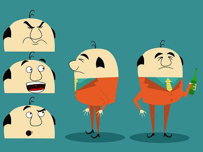 Drunk Man character design drunk expression facial illustration man orange