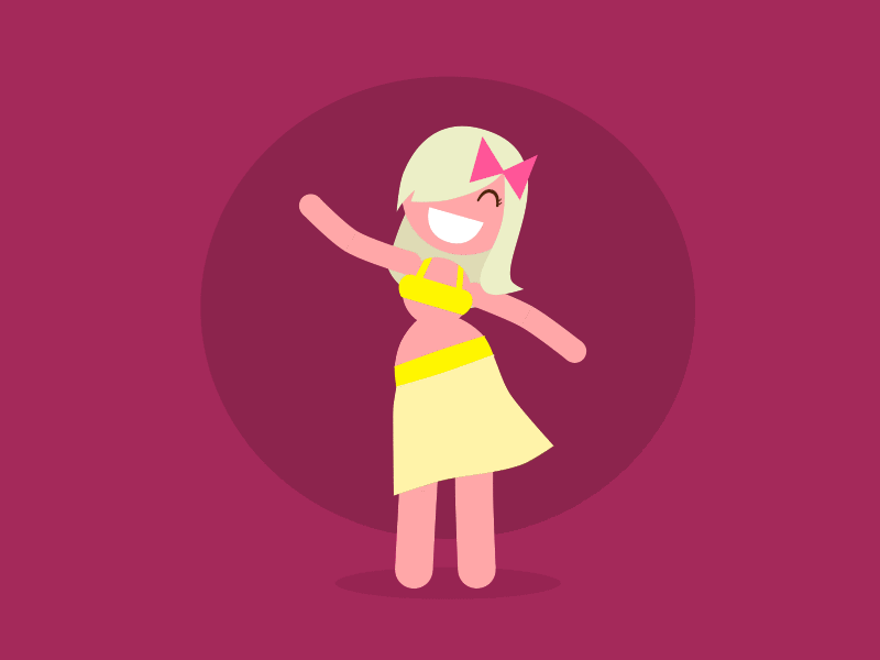 Dancer animation bow character dance design gif illustrator pink skirt yellow