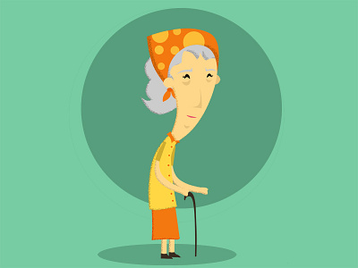 grand ma animation character design gif illustrator orange skirt yellow