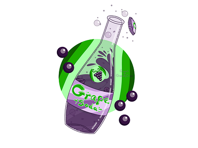 Grape Soda art design digital drawing grape grapes graphic green juice purple soda vector