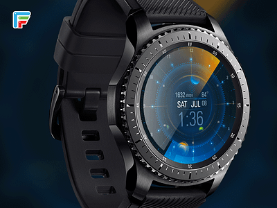 Planetary Scifi watch face ai android wear brand branding earth gears3 glow smart watch space spaceship ui wearable