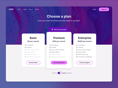 Boilerplate Plan Selector interface product subscription ui ux