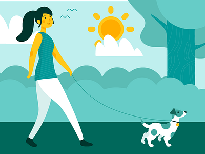 Walk the Walk character color dog illustration nature sun teal walk