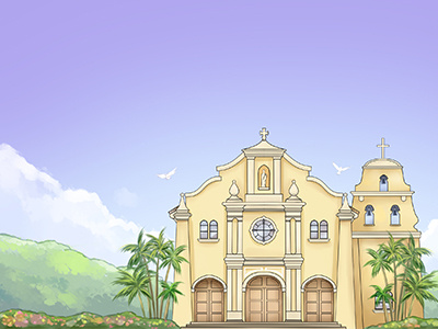 Santuario De San Antonio architecture building church city illustration pastel wedding