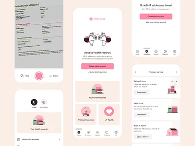 DRiefcase app Redesign app application cmr design healthcare illustration minimal mobile phr ui ux