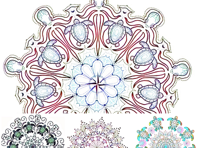Ocean Mandalas art design inspired logo mandala ocean octupus pattern sea stingray turtle