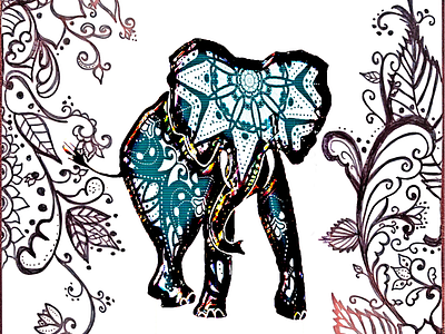 Save the Elephant animal art elephant illustration mandala