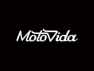 MotoVida black motorcycle script type wear a helmet white