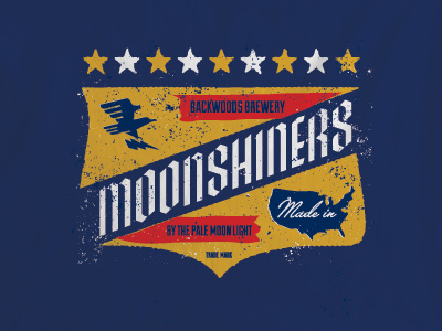 Moonshiners Shield booze eagle emblem logo moon moonshine shirt texture type vintage