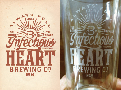 imaginary beer brand - birthday pint glass austin beer laser etch logo pint glass suds texas