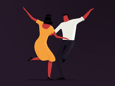 La La Land character couple dance flat illustration lalaland love man night woman