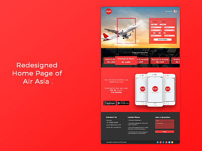 Air Asia Flight Booking Website Home Page Redesign aeroplane design designing flight redesign sample template web website