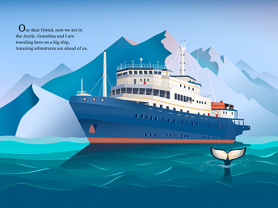 Ship adobe illustrator adventure arctic art art blue childrens book childrens illustration design illustration illustration digital ocean ship story travel vector whale