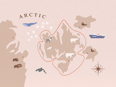 Map adobe illustrator animal arctic art childrens illustration design graphic illustration map ship travel whale