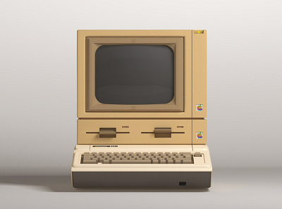 Apple IIe (1983) 3d apple cinema4d computer design materials modeling retro