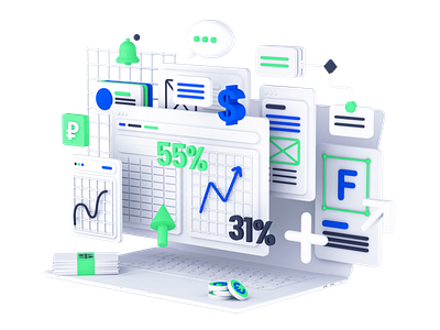 Business process design 3-d illustration