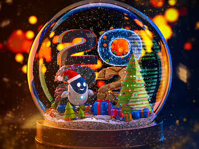Snow globe new year 2022 3d cgi cinema4d gosuslugi happy new year illustration robot snow globe