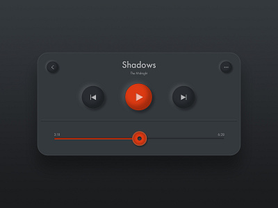 Music_Player_Skeuomorphism buttons dark design grey music orange player shadows ui