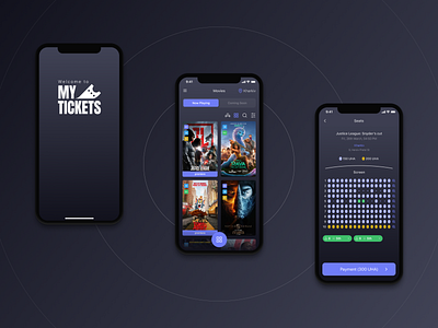 My Tickets App cinema dark mode interface ios iphone light mode mobile app design movies tickets ui ux