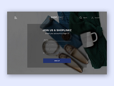 Sign up clothes fashion fields interface registration shopping smooth ui ux web design white