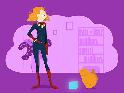 Captain Marvel's Cat blue captain cat cube illustration inspiration marvel orange pink stone