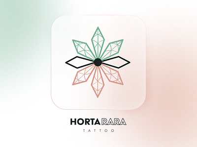 Horta Rara Brand blur blurred brand branding design frosted frosty glass glassmorphism green horta hortarara logo minimal pink rara tattoo tatuagem typography vector