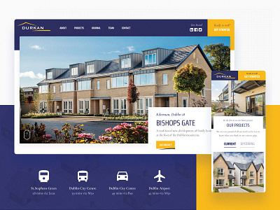 Durkan Website #1 blue bold cursive design dublin home icons ireland mati mobile projects real real estate residence uidesign ux ux ui webdesign website yellow