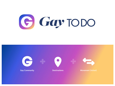 GayToDo Logo 2019 blue blue and yellow design brand community destinations fresh gay gradient lgbt logo new pink purple rounded corners serif todo type