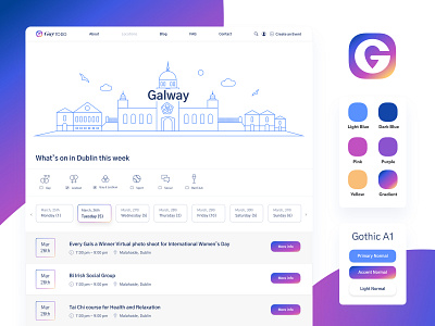 GayToDo Website 2019 app blue branding community design galway gay gradient icons interface ireland lgbt pink skyline ui ux vector web webdesign