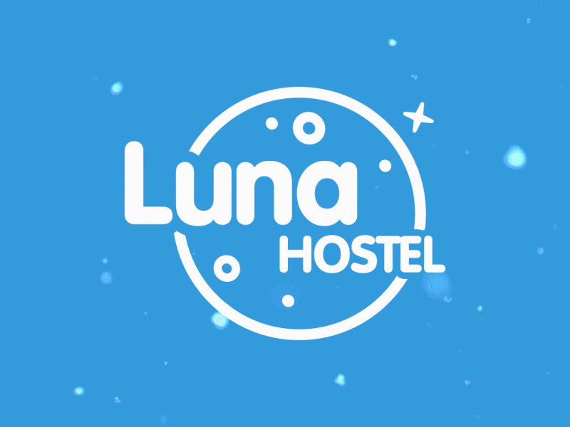 Logotype for «Luna Hostel» brand graphic design hostel logo logo design logotype minimalism moon mountains snow snowboard vector